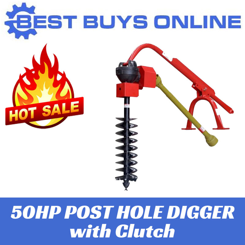 Post Hole Digger for Tractor 50 HP with Slip Clutch PTO Shaft 12" Auger